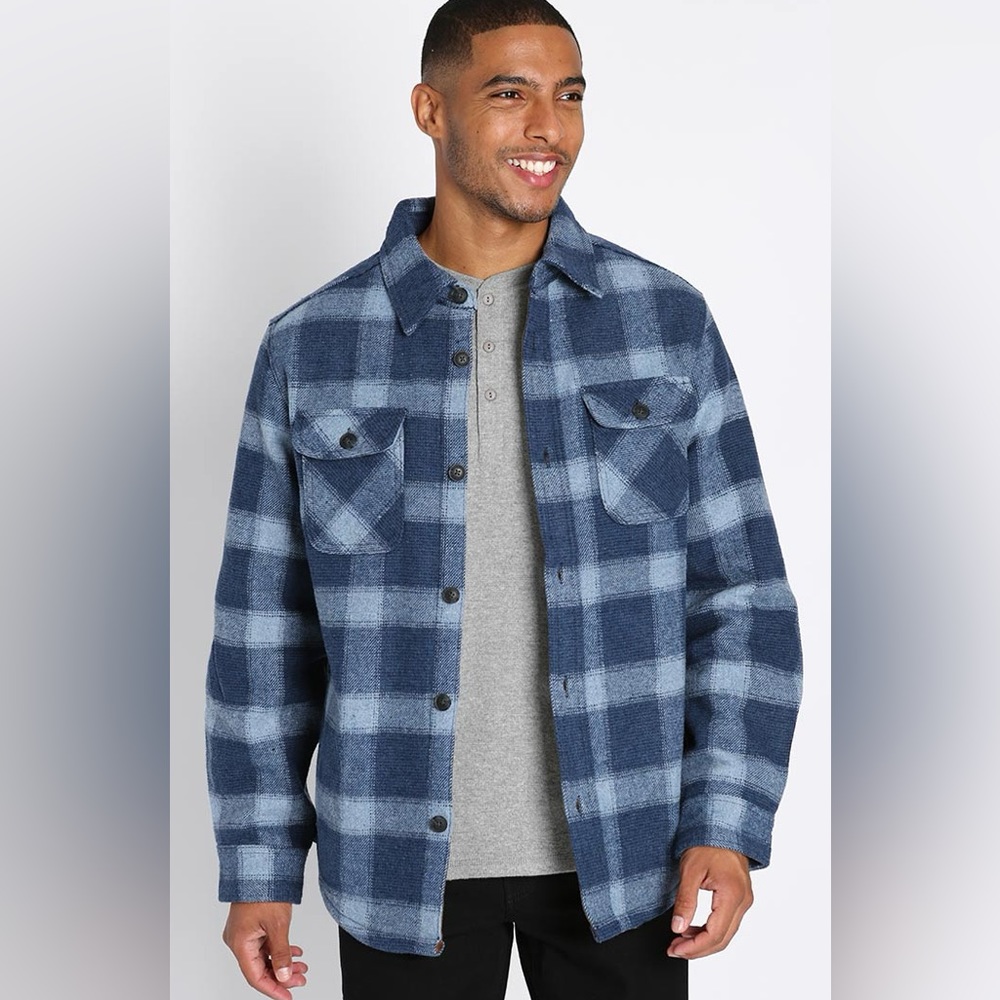 🎩🗝️ NWT $149 Men’s Jachs New York Blue Plaid Sherpa Lined Wool Blend Jacket …